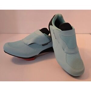 DARIBOM Women's Cycling Shoes Light Blue Breathable Hook & Loop Closure Size 39
